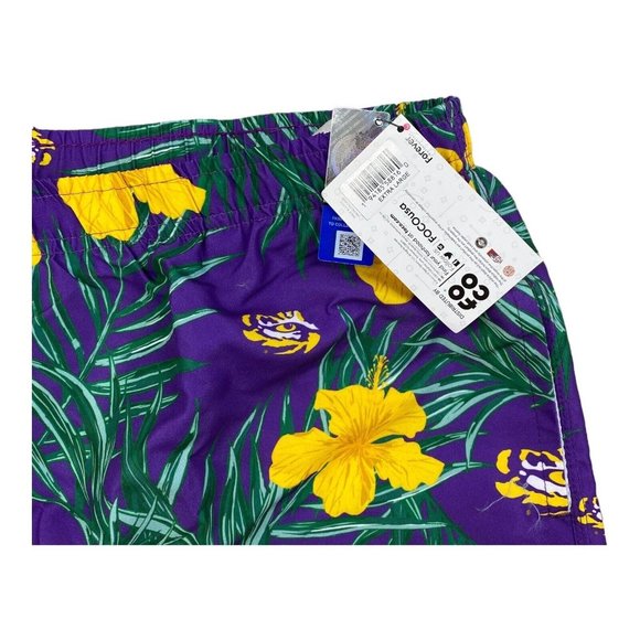 LSU Tigers NCAA Swim Trunks Mens XL Purple Gold Floral Shorts NWT - Picture 4 of 8